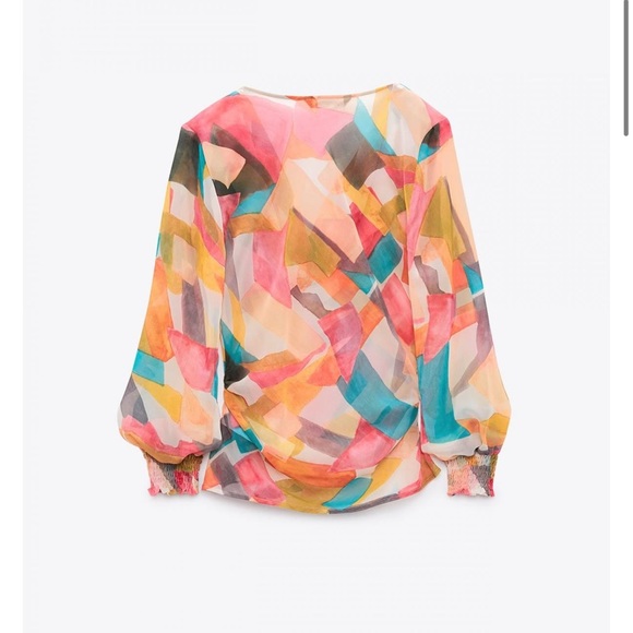 ZARA printed draped neckline blouse - Picture 2 of 4